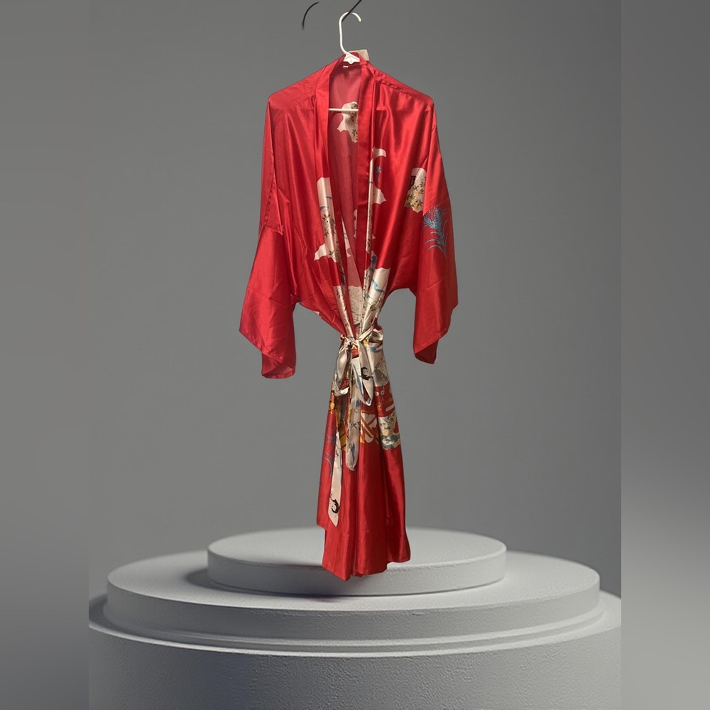 Elegant Red Kimono Robe